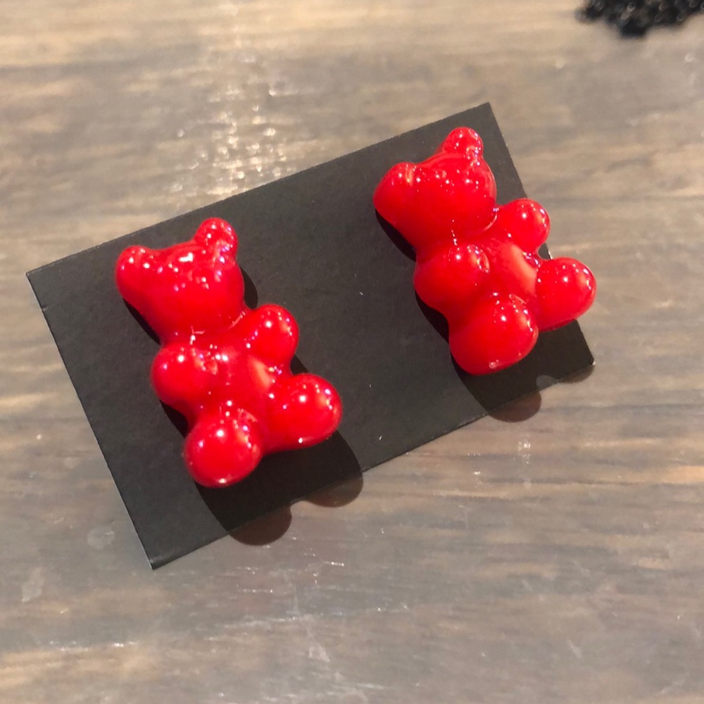 Handmade Cinnamon Gummy Bear earrings.